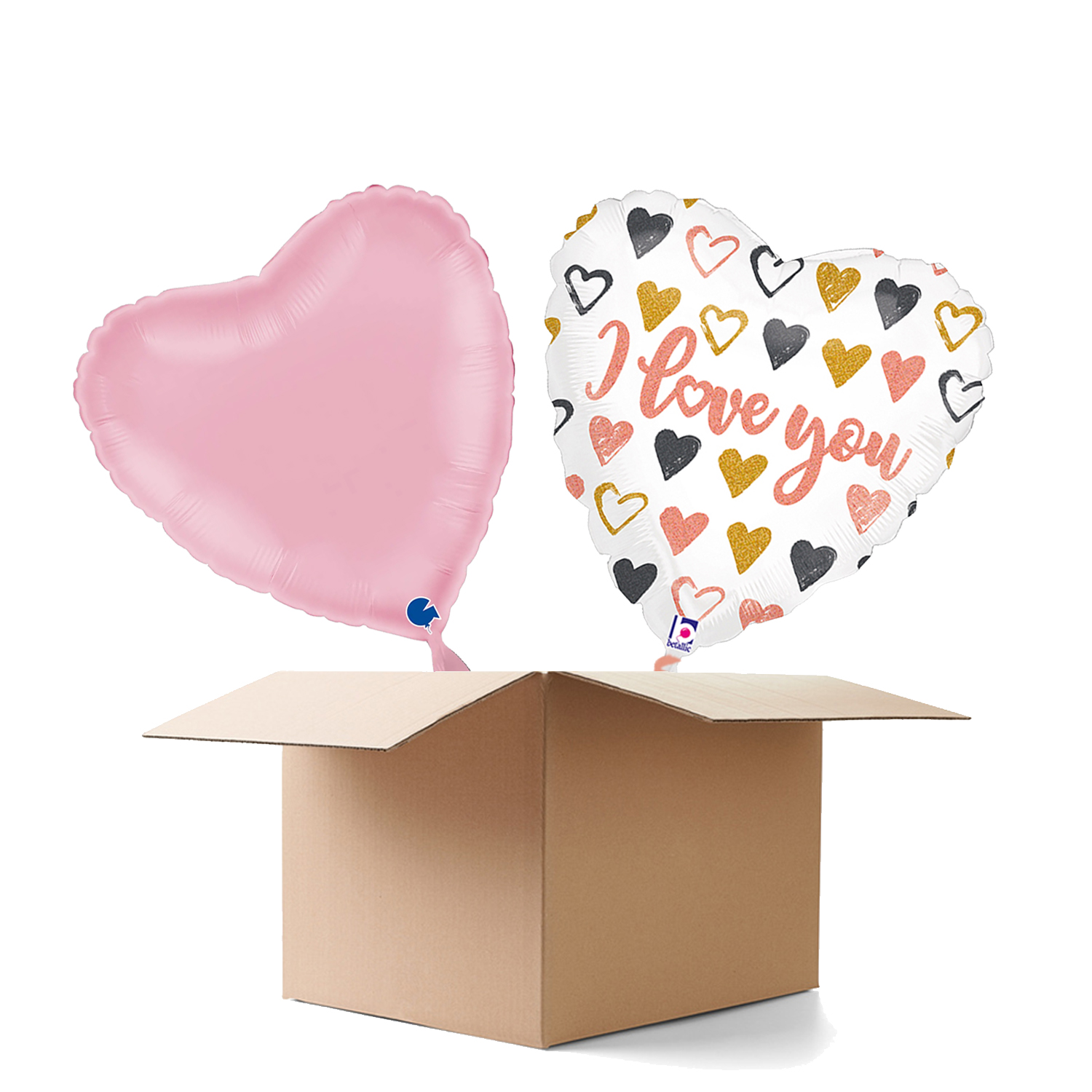 NEU Ballongre Herz I Love You Ros-Gold, 36x36cm, 2 Ballons