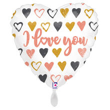 NEU Folienballon Herz I Love You Ros-Gold, 36x36cm