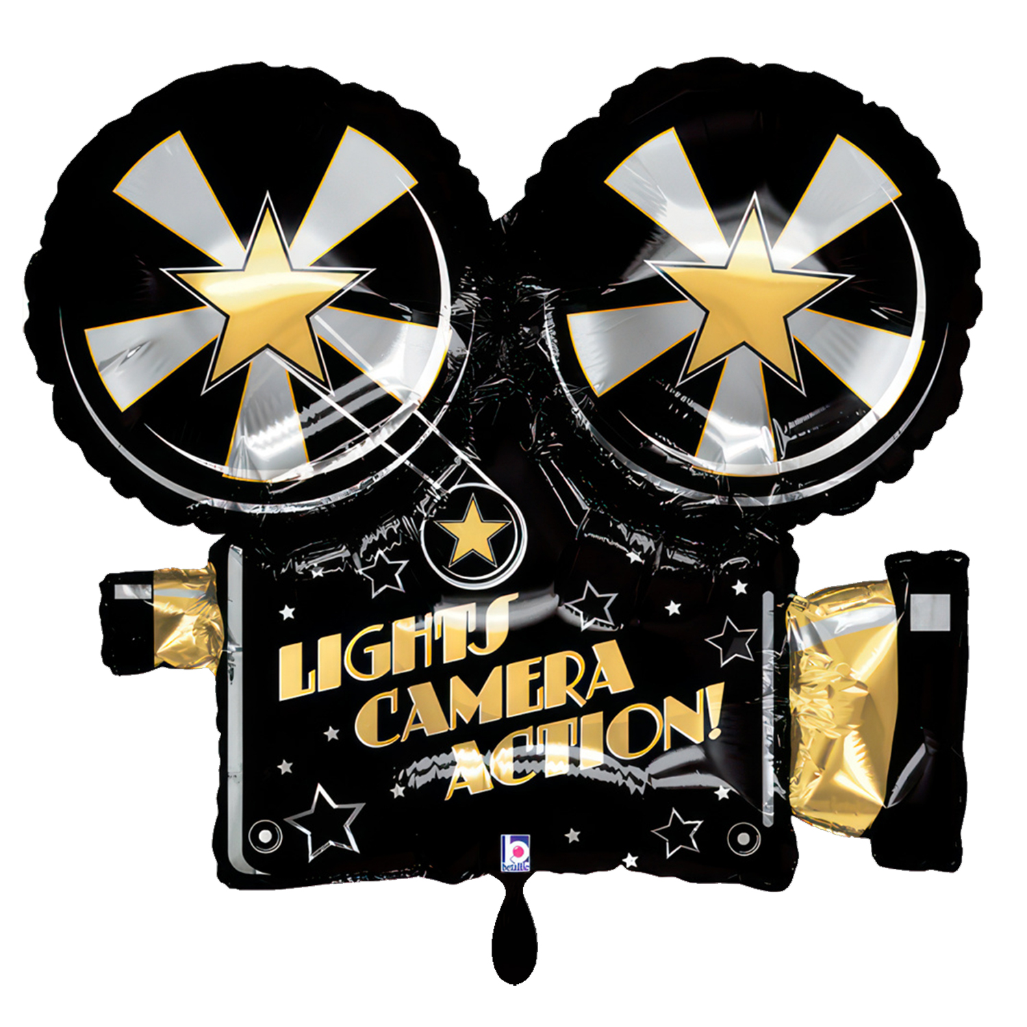 NEU Folienballon Lights - Camera - Action, Hollywood Filmkamera, schwarz, 62x54cm