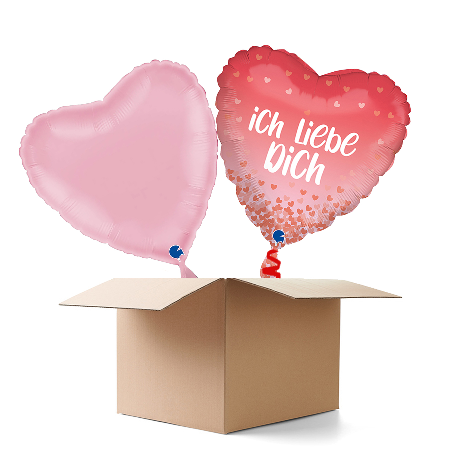 NEU Ballongre Herz Ich Liebe Dich, rosa, 36x36cm, 2 Ballons