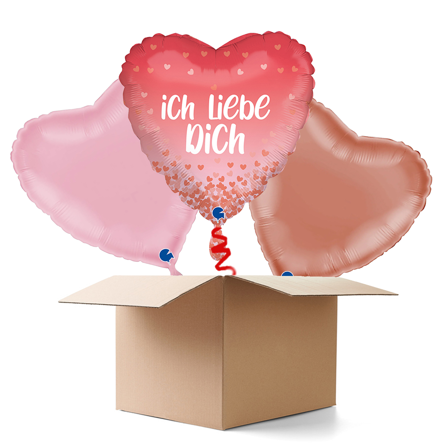 NEU Ballongre Herz Ich Liebe Dich, rosa, 36x36cm, 3 Ballons
