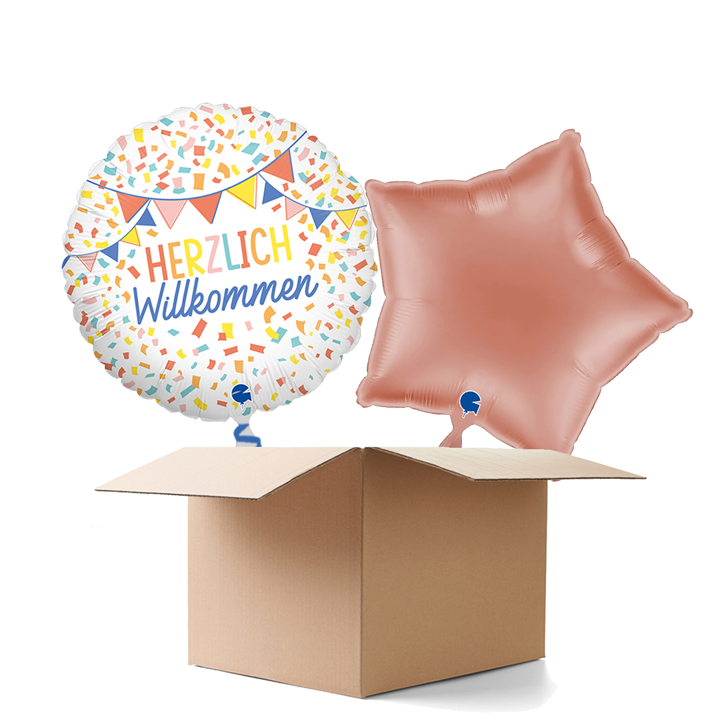 NEU Ballongre Herzlich Willkommen Konfetti, bunt, 35cm, 2 Ballons