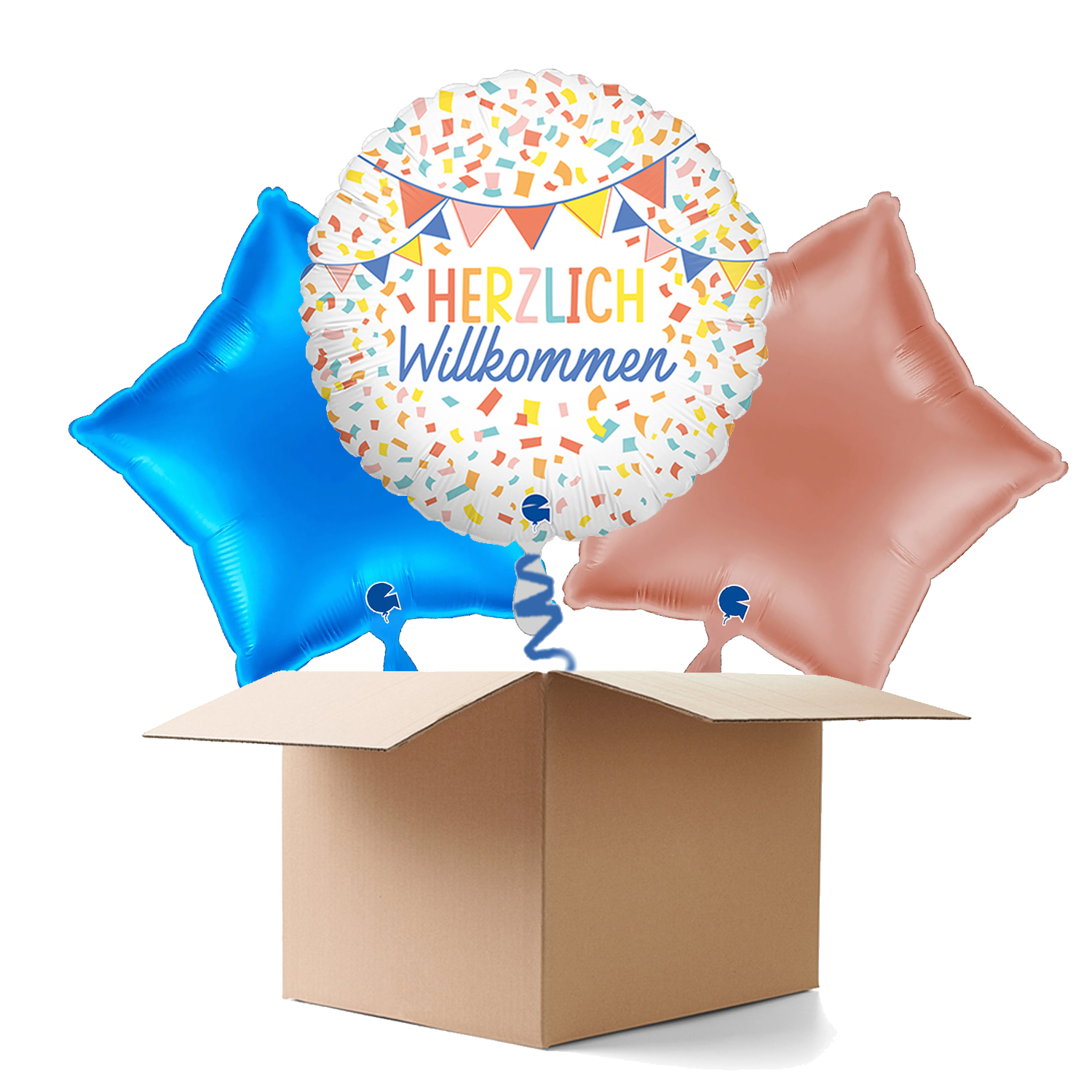 NEU Ballongre Herzlich Willkommen Konfetti, bunt, 35cm, 3 Ballons