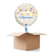 NEU Ballongre Herzlich Willkommen Konfetti, bunt, 35cm, 1 Ballon