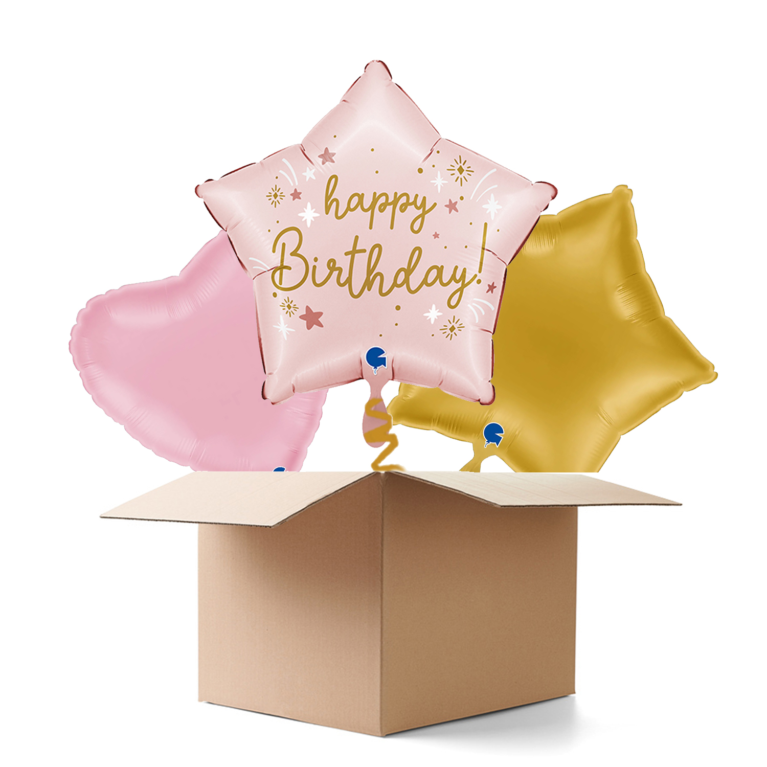 NEU Ballongre Baby-Pink Happy Birthday, rosa, 42x40cm, 3 Ballons