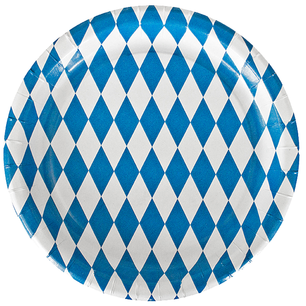 SALE Papp-Teller Bayern, 23cm Bayrisch-Blau, 10 Stck, Bayrische Dekoration, Bayrisches Fest, Blau-Wei