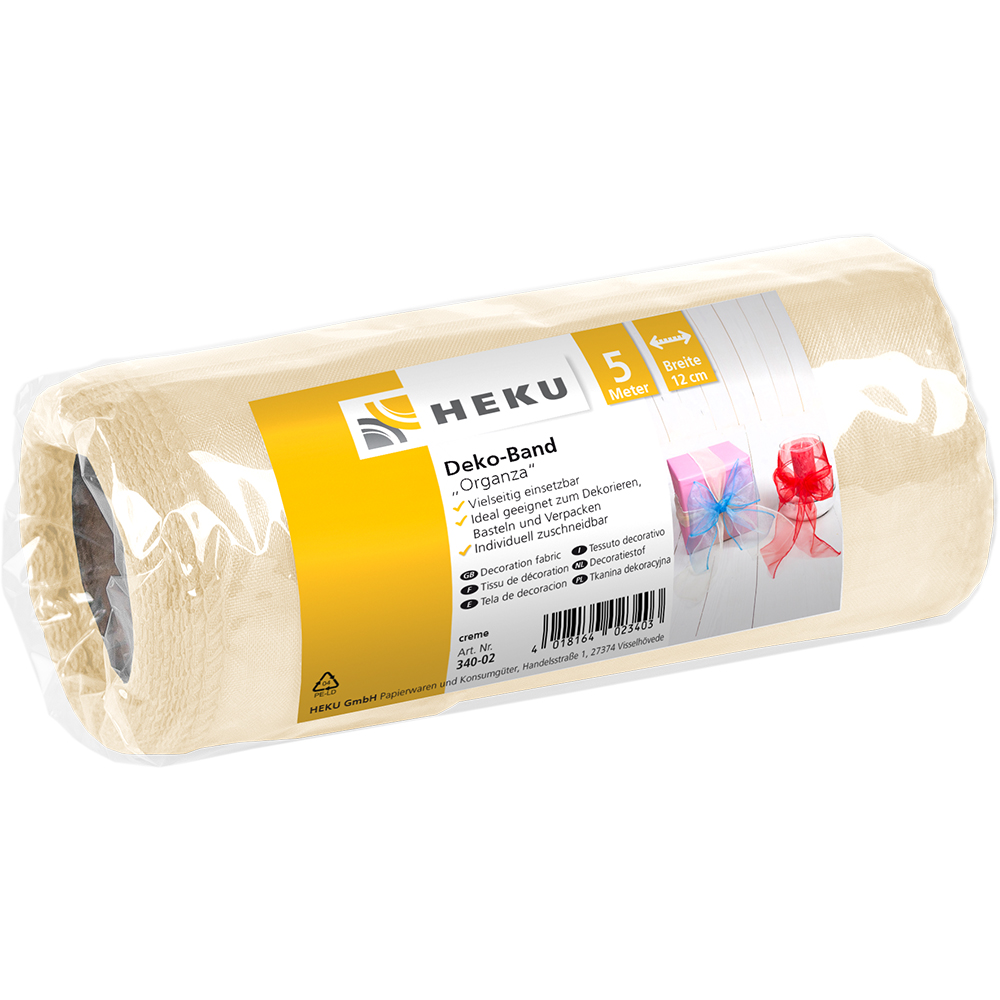 Woooozy Deko-Band Organza, creme, 5m x 12cm Tischlufer