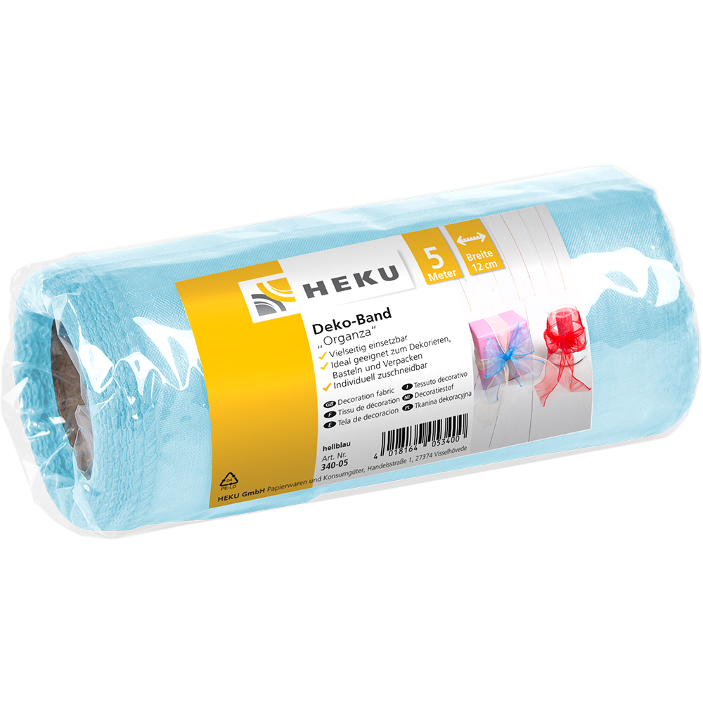 SALE Tischl�ufer / Deko-Band Organza, 5 m x 12 cm, Hellblau