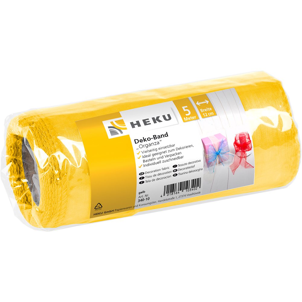 SALE Tischlufer / Deko-Band Organza, 5 m x 12 cm, Gelb