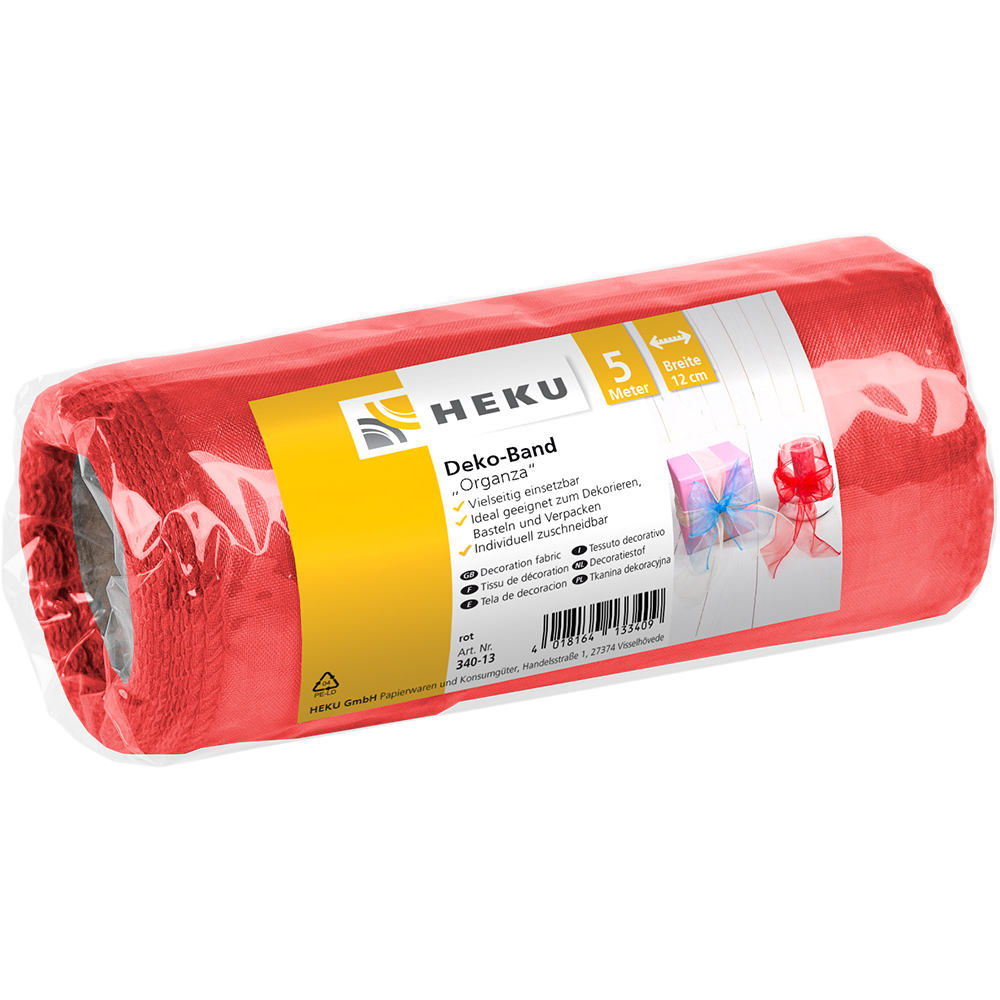 Woooozy Deko-Band Organza, rot, 5m x 12cm Tischlufer
