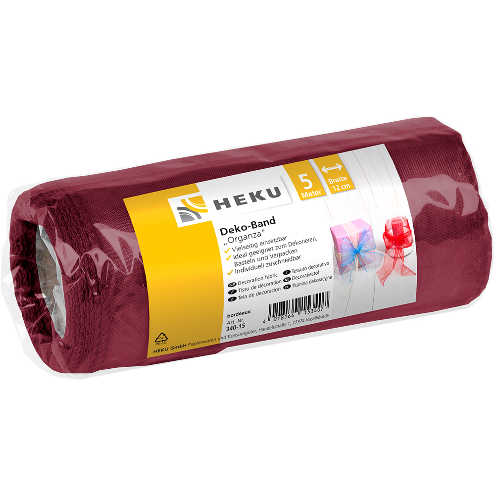 SALE Tischlufer / Deko-Band Organza, 5 m x 12 cm, Bordeaux