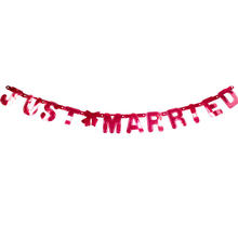 SALE Girlande Just Married, rot, 150 cm - Girlanden & Wimpelketten