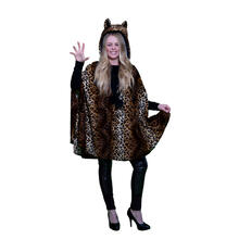 NEU Damen-Kostm Poncho Leopard, mit Kapuze, Einheitsgre