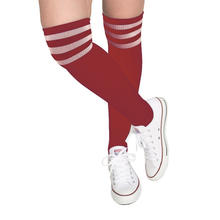Socken Fussball, rot mit weißen Streifen
