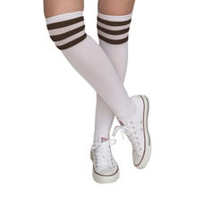 Socken Fussball, weiß mit schwarzen Streifen