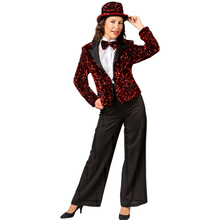 Damen-Kostüm Paillettenjacke Rot, Blazer mit zwei Taschen - Verschiedene Größen (36-46)