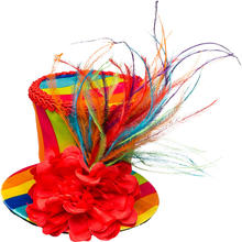 Hut Mini-Zylinder Regenbogen Clown