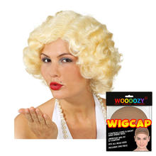Percke Damen mittellang, leicht gelockt, Marilyn, blond - mit Haarnetz