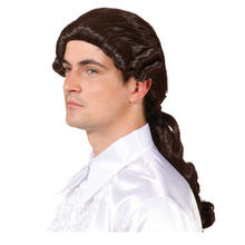 SALE Percke Herren Langhaar Edelmann, Pirat, Marquis mit Zopf, braun
