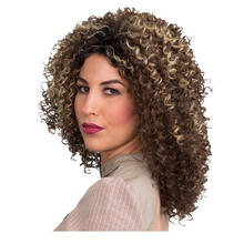 Percke Damen Mini-Locken Afro mit blonden Strhnen, braun