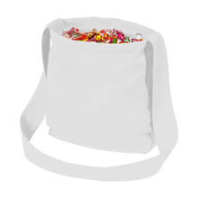 NEU Wurfbeutel wei mit Futterstoff, 36x34cm, 71cm Trger, mit 2 Staufchern und breitem Trageriemen