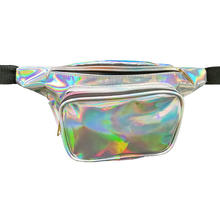 Bauchtasche Disco mit zwei Staufchern, silber holografisch