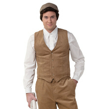 Herren-Weste 20er-Jahre Cord, beige - Verschiedene Größen (46-60)