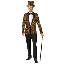 Herren-Kostüm Paillettenjacke Gold, Jackett mit zwei Taschen - Verschiedene Größen (48-58)