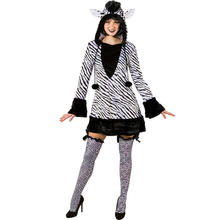 Damen-Kostm Zebra Kleid mit Kapuze, Gr. 34-36