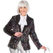 Damen-Kost�m Paillettenjacke bunt, Blazer mit zwei Taschen, Gr. 36