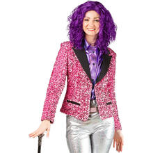Damen-Kost�m Paillettenjacke Rosa, Blazer mit zwei Taschen, Gr. 36