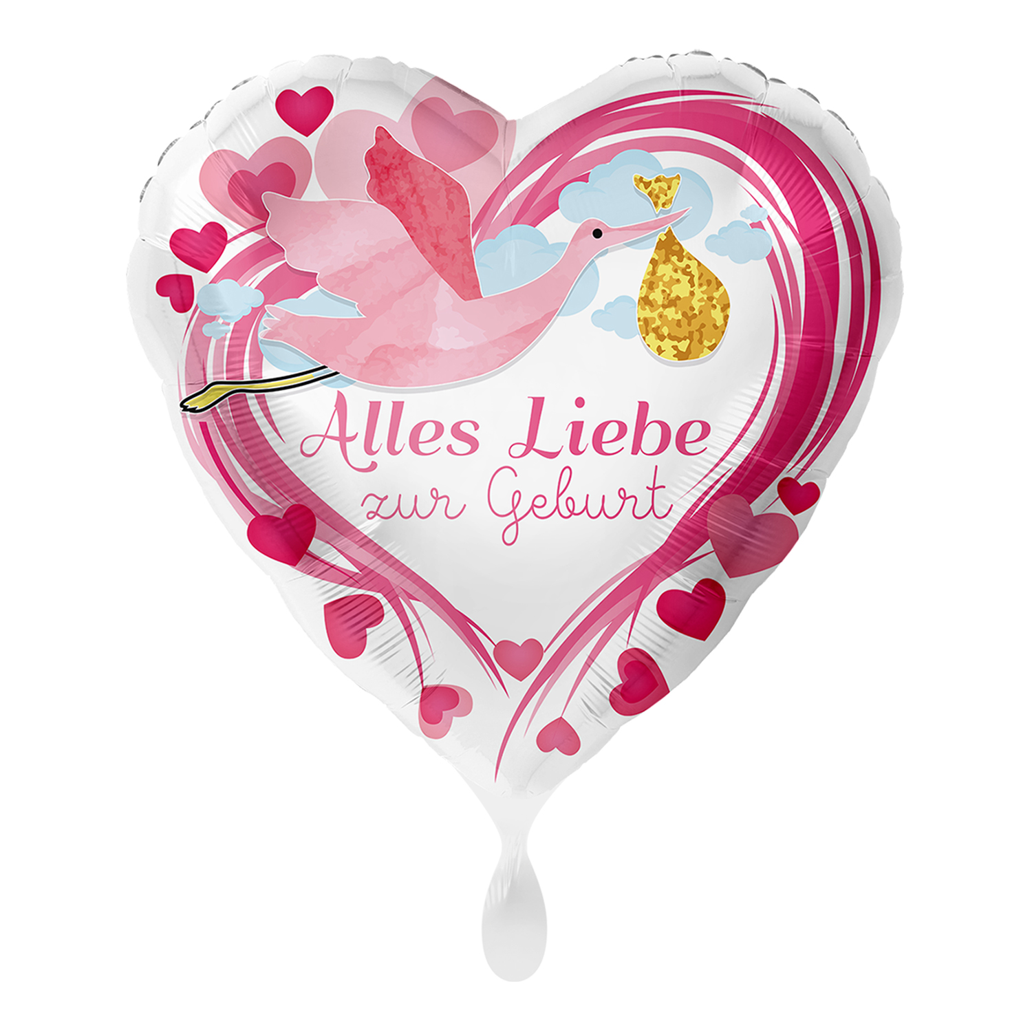 NEU Folienballon Pink - Alles Liebe zur Geburt - ca. 45cm Durchmesser