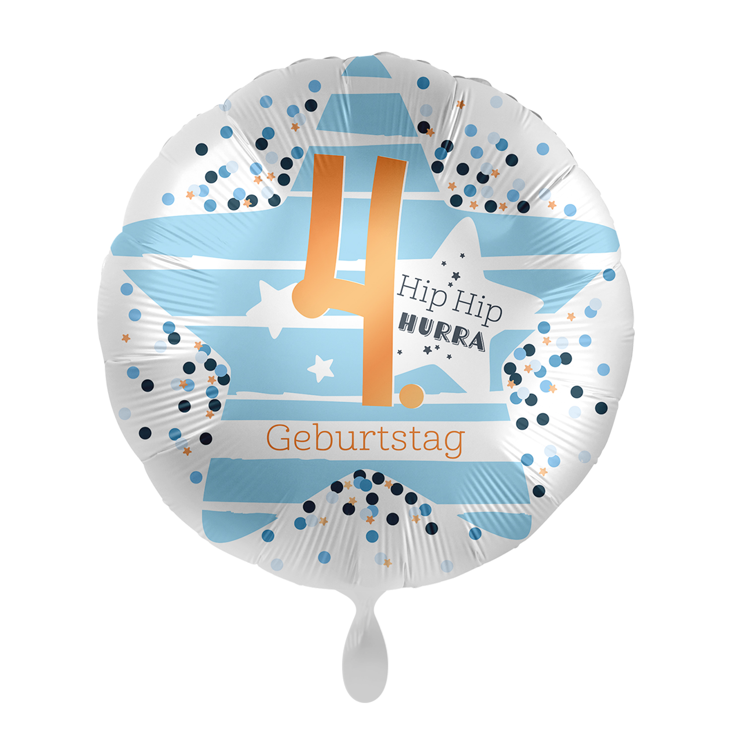 NEU Folienballon Blue Stars - Hip Hip Hurra 4. Geburtstag - ca. 45cm Durchmesser