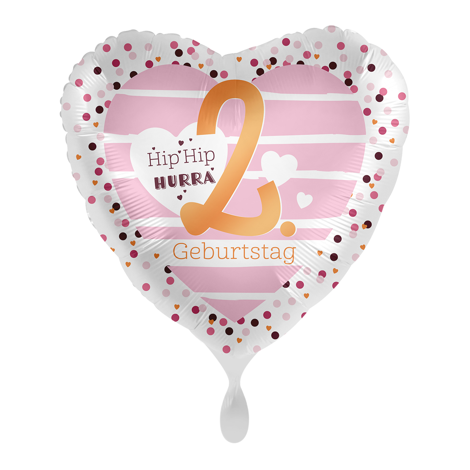 NEU Folienballon Pink Hearts - Hip Hip Hurra 2. Geburtstag - ca. 45cm Durchmesser