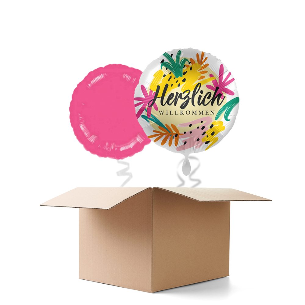 NEU Ballongre Herzlich Willkommen, 2 Ballons