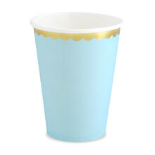 Pappbecher mit Goldrand - Hellblau, 220ml, 6 St�ck