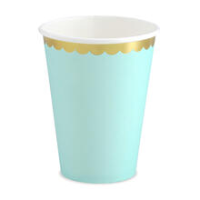 Pappbecher mit Goldrand - Mintgr�n, 220ml, 6 St�ck