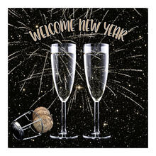 NEU Servietten Welcome New Year fr Silvester, 3-lagig, 33 x 33 cm, 20 Stck