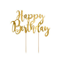 Kuchenstecker / Tortenaufsatz / Cake-Topper Happy Birthday / Geburtstag - Gold, ca. 22,5 cm