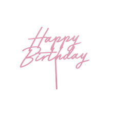 Kuchenaufsatz / Cake-Topper aus Acryl Happy Birthday / Geburtstag - Hellrosa, 16,5 cm
