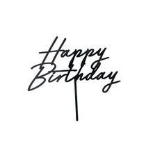 Kuchenaufsatz / Cake-Topper aus Acryl Happy Birthday / Geburtstag - Schwarz, 16,5 cm