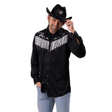 NEU Herren-Kostm Western-Hemd Cowboy Joe, schwarz mit Fransen, Gr. 50