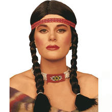 SALE Zopf-Percke Indianerin schwarz mit Stirnband