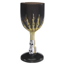 Weinglas, schwarz mit Skeletthand