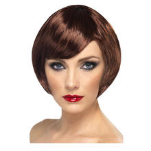 SALE Percke Damen Kurzer Bob, Pagenkopf mit Pony, Babe, braun