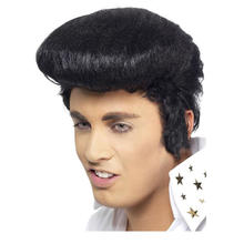 Percke Herren Elvis Deluxe Rock 'n Roll mit Koteletten, schwarz