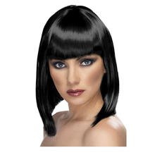 Percke Damen Longbob, Pagenkopf mit Pony, Glam, schwarz