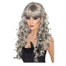 SALE Percke Damen Langhaar mit Pony leicht gewellt, Siren, grau