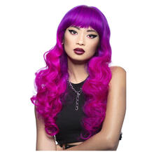 NEU ManicPanic Premium-Damen-Percke Fuchsia Passion, lang und gewellt mit Pony, lila-pink