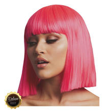 Percke Damen Abgerundeter Bob, Pagenkopf mit Pony, gerade geschnitten, Premium-Qualitt, Lola, neon-pink